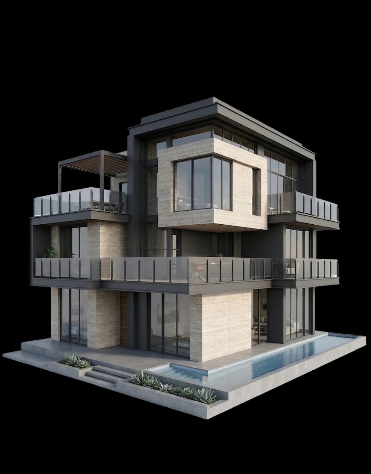 House with Infinity railing installation